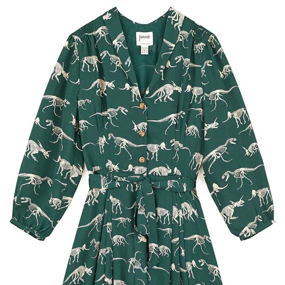 Joanie Clothing Barbara Dinosaur Print Shirt Dress Size 8 US (12 UK)